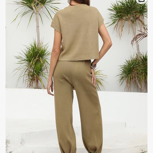 Ugerlov Women's Two Piece Outfits Sweater Sets,Khaki. - Picture 3 of 4
